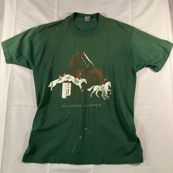 VTG Fruit of the Loom Hunter Jumper 1993 Art Equestrian T-Shirt Men’s Large USA - Picture 1 of 16